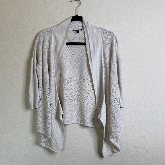 Eileen Fisher Sweaters - Eileen Fisher silk crocheted waterfall cardigan small oatmeal